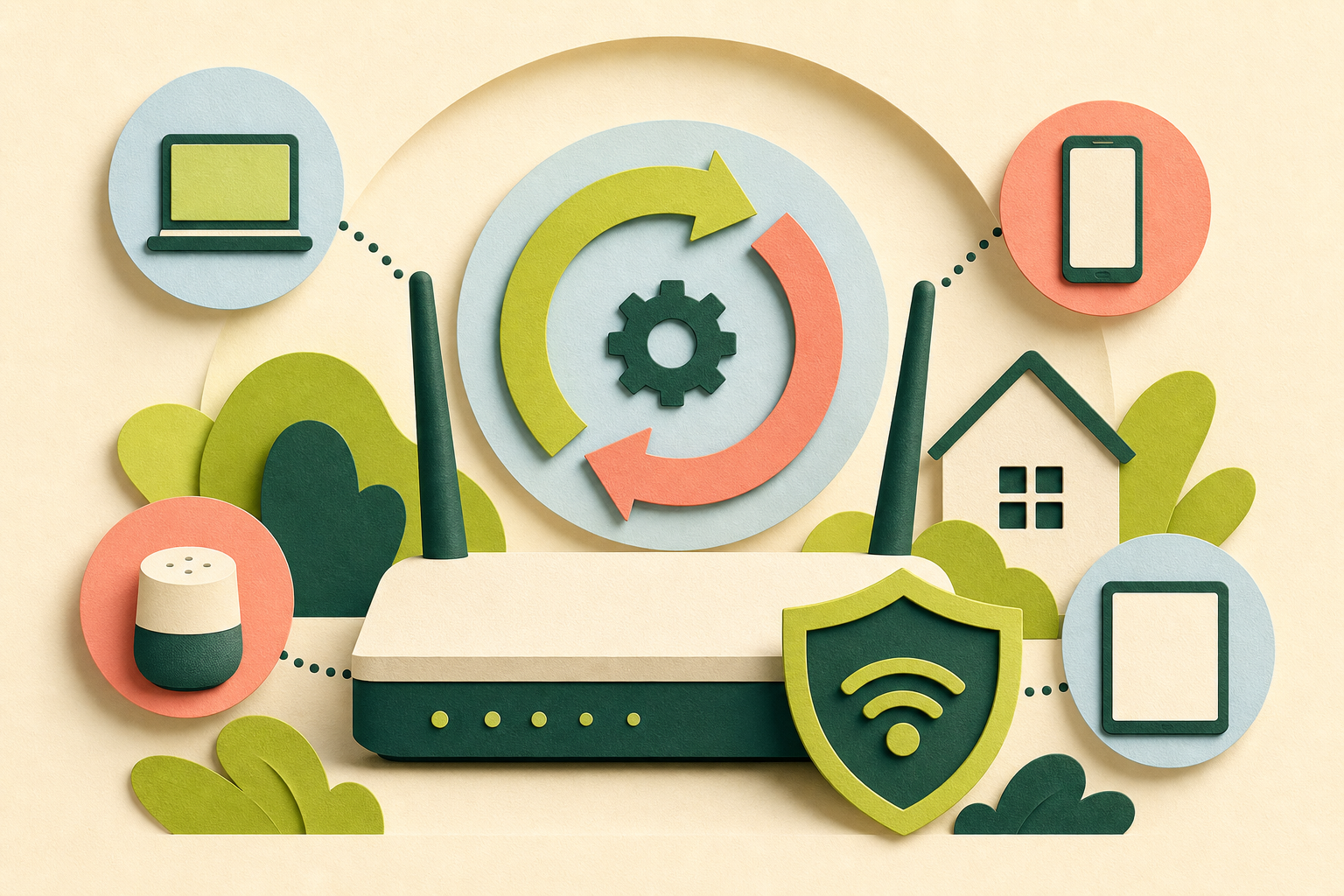 Ilustración editorial para Cómo actualizar el router Wi-Fi de casa con seguridad