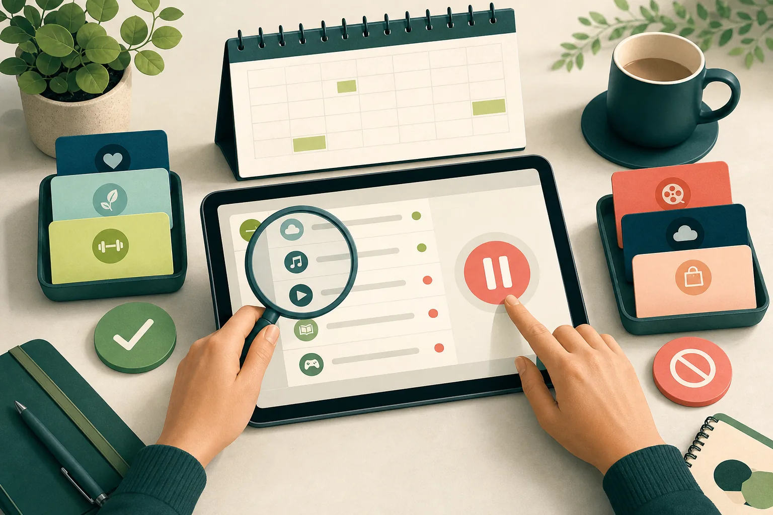 Ilustración editorial para Cómo detectar y cancelar suscripciones digitales que ya no usas