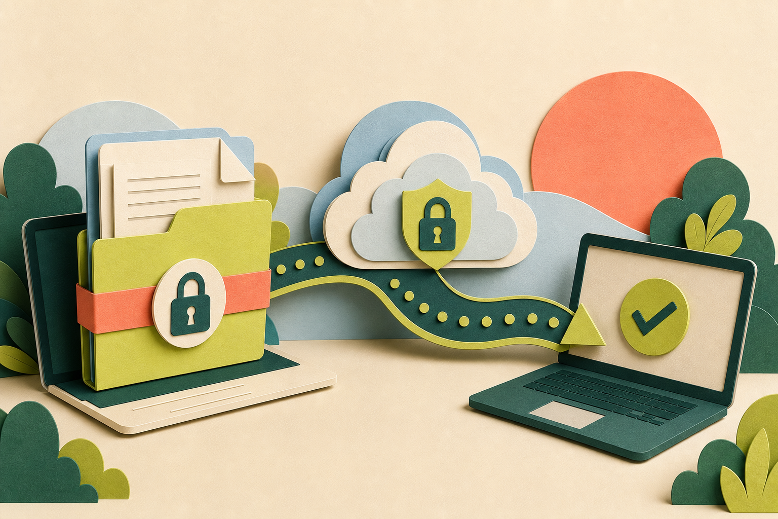 Ilustración editorial para Cómo enviar archivos grandes sin perder el control de la copia